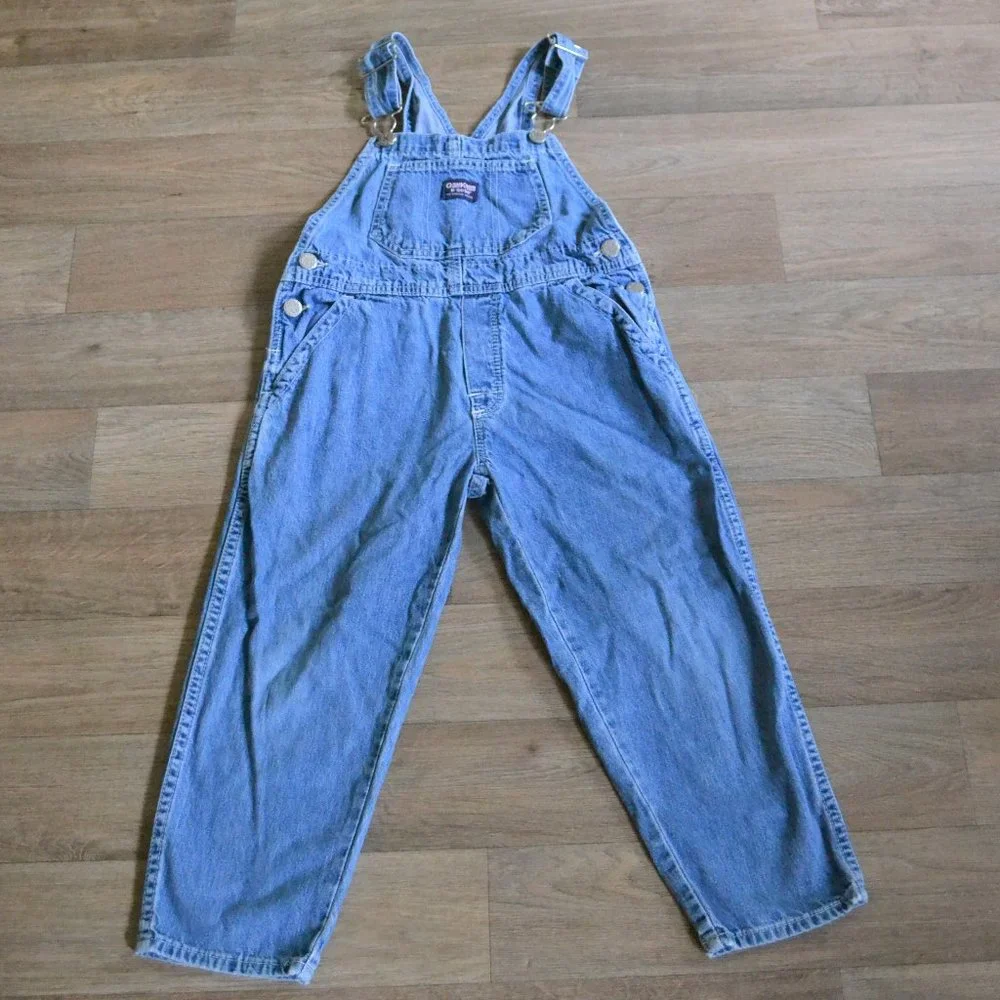 Vintage Oshkosh B'gosh Light Wash Girls' Overalls Size 5 100% Cotton